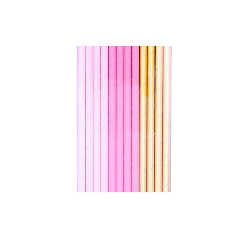 PINK & GOLD PAPER STRAWS 19CM 24CT