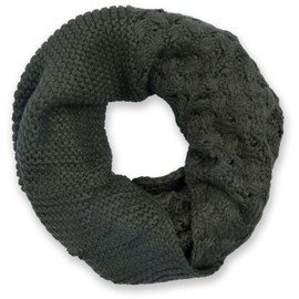 styleBREAKER knit loop scarf with pattern mix, single-colour fine-knit snood, winter knit scarf, unisex 01018153, color:Olive-Green