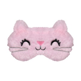 VerteLife Sleep Mask, Soft Lint Eye Mask, Travel Nap Blindfold, Novelty Cartoon Sleeping Eye Mask, Eye Cover for Children, Adults, Boys and Girls (Pale Pink Cat)