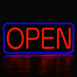 MaxLit 21'' X 10'' New Ultra Bright LED Neon Sign - OPEN - Remote Controlled (Blue/Red)