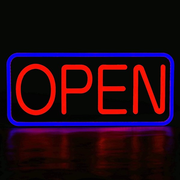 MaxLit 21'' X 10'' New Ultra Bright LED Neon Sign - OPEN - Remote Controlled (Blue/Red)