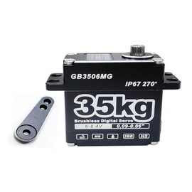 GOTECK 35KG Brushless Digital Servo Large Torque 8.4V Full Metal Gear IP67 Waterproof Steering Servo with 25T Servo Horn for 1/6 1/8 1/10 RC Crawler Car Robot Boat Truck Robot Parts (270 Degree)