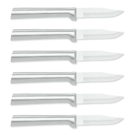 RADA Small Peeling Paring Knife Stainless Steel Blade With Brushed Aluminum Made in the USA, 6-1/8 Inches, Pack of 6