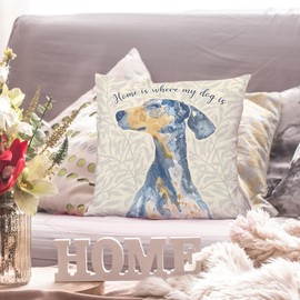 MNASAIOO Dog Greyhound Boho Floral Farmhouse Throw Pillow Covers, Home Is Where My Dog Is Decorative Pillows Covers Gifts for Dog Lovers Mom, Funny Pillows Cases Decor for Bed Couch Bedroom 18x18 inch