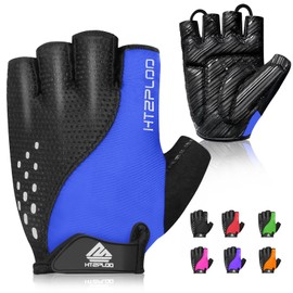 HTZPLOO Bike Gloves Cycling Gloves Biking Gloves for Men Women with Anti-Slip Shock-Absorbing Pad,Light Weight,Nice Fit,Half Finger Bicycle Gloves (Sky Blue, X-Large)