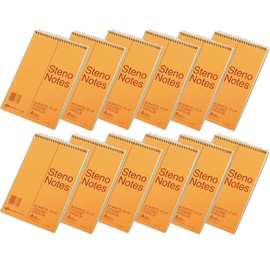 National Brand Standard Spiral Steno Book, Gregg Rule, 6 x 9, Green - 80 Sheets/Pad (Case Pack of 12)