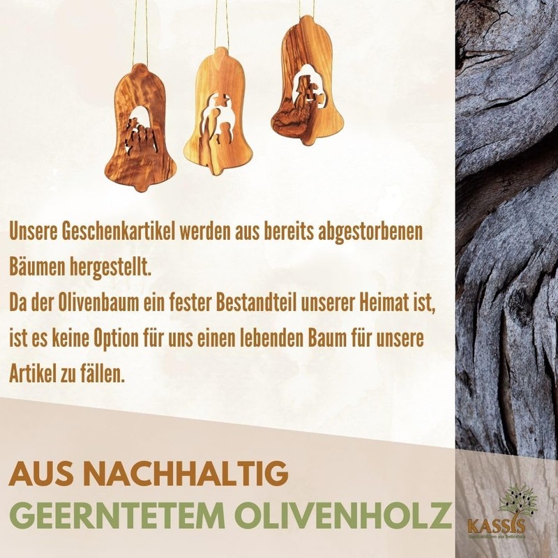 KASSIS Geschenkartikel Olive Wood Christmas Decoration Tree Decorations Set of