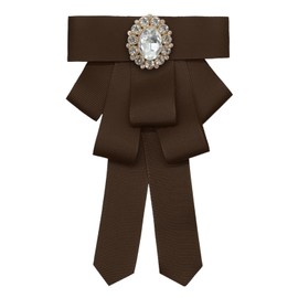 LHXzizizi Bow Ties for Women Men, Ribbon Rhinestone Bow Tie Adjustable Pre-Tied Bowtie for Women Girls School Party Wedding (Coffee)