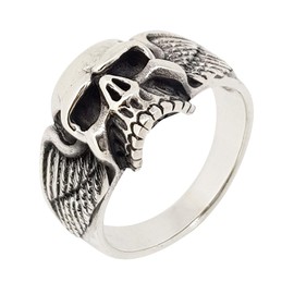 Treasure Bay Biker Skull Polished Ring New .925 Sterling Silver Band (Z)