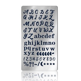 NBEADS 1 Pc Letter Number Metal Stencils, Matte Stainless Steel Alphabet Symbol Stencil with Leaf Pattern Reusable Templates Journal Tool for Scrapbooking Journaling Wood Carving Painting