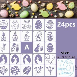 Pack of 24 Easter Stencils Set, Stencils Easter, Plastic Drawing Painting for Children, Easter Crafts, Easter Cards, Body Paints, Easter Decoration and Easter Gifts (A)