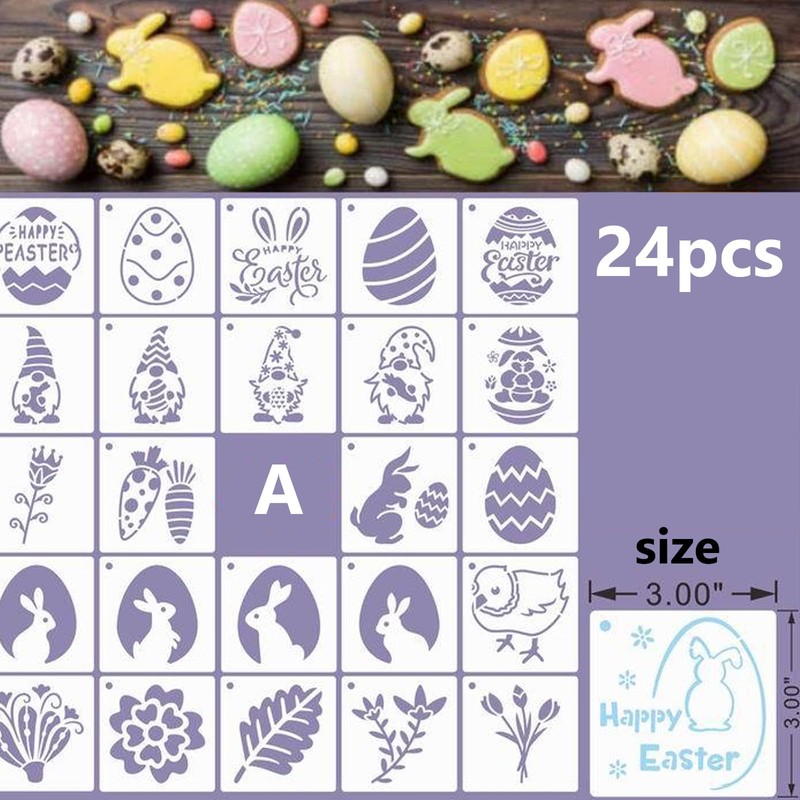 Pack of 24 Easter Stencils Set, Stencils Easter, Plastic Drawing