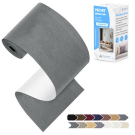 KING MOUNTAIN Couch Fabric Repair Patch, Fabric Patches for Furniture, 4" x 63" Waterproof Velvet Repair Tape for Sofas, Car Seats, Furniture, Upholstery Fabrics and Velvet Goods. （Charcoal Grey）