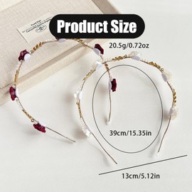 Yimluofa 2 PCS Rose Hairband Exquisite Rose Headband Pearl Crown Headpiece Hair Accessories for Women(Red and White)