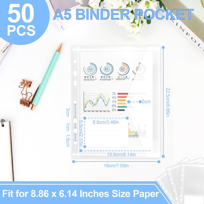 Pack of 50 A5 Document Wallets Waterproof Document Folders for