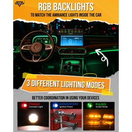 Auxbeam 6 Gang Slim Switch Panel RGB AS-R60 Toggle Momentary Pulsed Dimmable Backlight Multifunction Switch Panel with Memory Function for 12-24V Truck Offroad Car Marine Waterproof, 3 Years Warranty