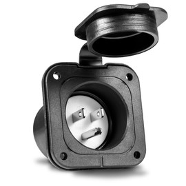 True Mods 15A Flanged Inlet Shore Power Supply Receptacle Plug for RV Camper Boat Trailer [NEMA 5-15 125V] [Low-Profile] [Waterproof] [For 3/14AWG Power Wires] [ETL Approved] [UV Resistant]
