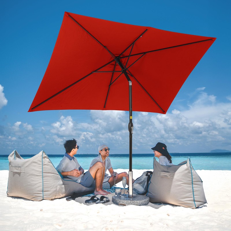 SUNVIVI OUTDOOR 6.5 x 10 Ft Rectangular Patio Umbrella Aluminum
