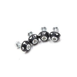 Partuto 4Pcs Black Aluminum Alloy Decorative License Plate Bolt Screw for Car Motorcycle Replacement