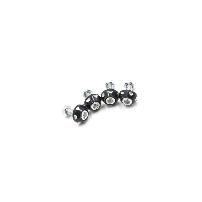 Partuto 4Pcs Black Aluminum Alloy Decorative License Plate Bolt Screw