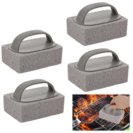 EILYGK 4 Pack Grill Brick with Handle, Pumice Stone for Cleaning Griddle/Flat Top Grills/Removing Stains BBQ£¨Grey£©