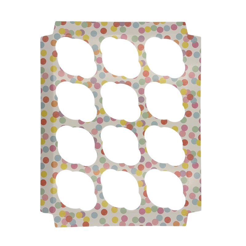 SwiftPick Home 3 Pack 12 Hole Cupcake Boxes |Multicoloured Polka