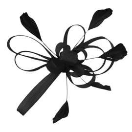 Women Yellow Feather Fascinator with Hair Clip Bridal Wedding Hair Fascinators for Cocktail Tea Party Derby Ascot Flapper Accessories Ladies Hats Headpieces (Black, One Size)