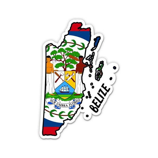 Squiddy Belize Map with Flag - Vinyl Sticker - Large