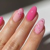 Almond Press on Nails Short Fake Nails Pink Oval False