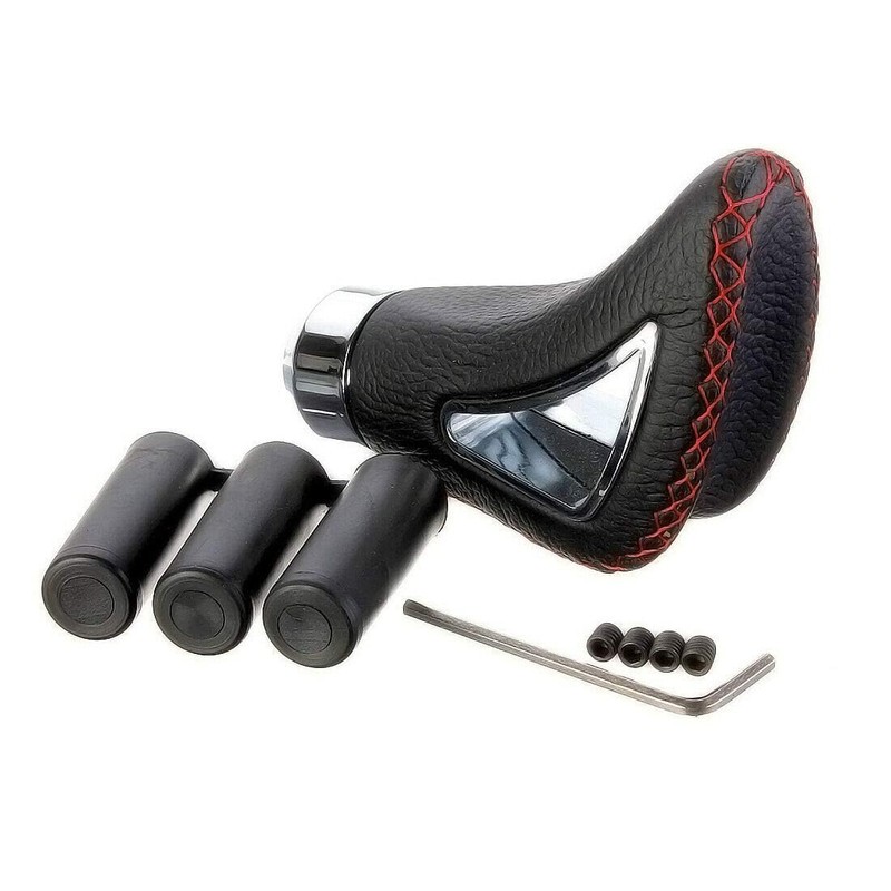 Gear Stick Knob Car Faux Leather Black Red Universal Sport