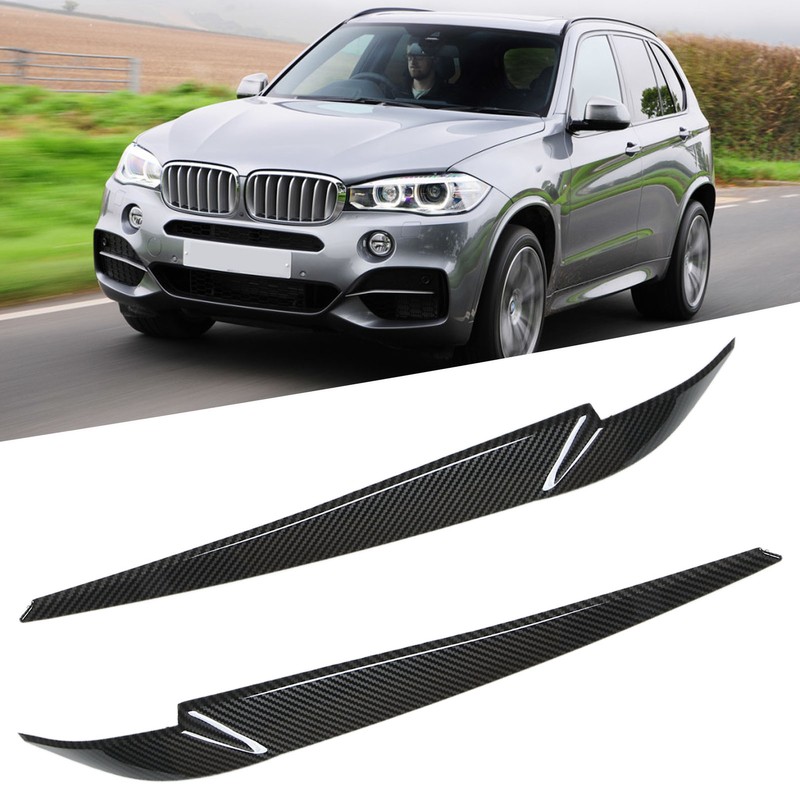 Pair Left Right Headlight Eyebrow Car Light Eyelids Carbon Fiber