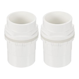PATIKIL 50mm/2" PVC Water Tank Pipe Connector, Coupling Fitting Adapter for 50mm OD Aquariums Tanks Connector, White