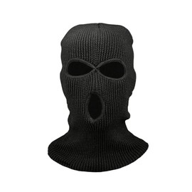 Verdusa Men's 3 Hole Winter Knitted Mask Full Face Cover Ski Scarf Mask Warm Balaclava Black One-Size