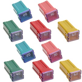 10Pcs Jcase Fuse Kit Mini Jcase Fuse Assortment Low Profile for Pickup Trucks Cars and SUVS (20A/30A/40A/50A/60A, 2pcs Each) (Tall)