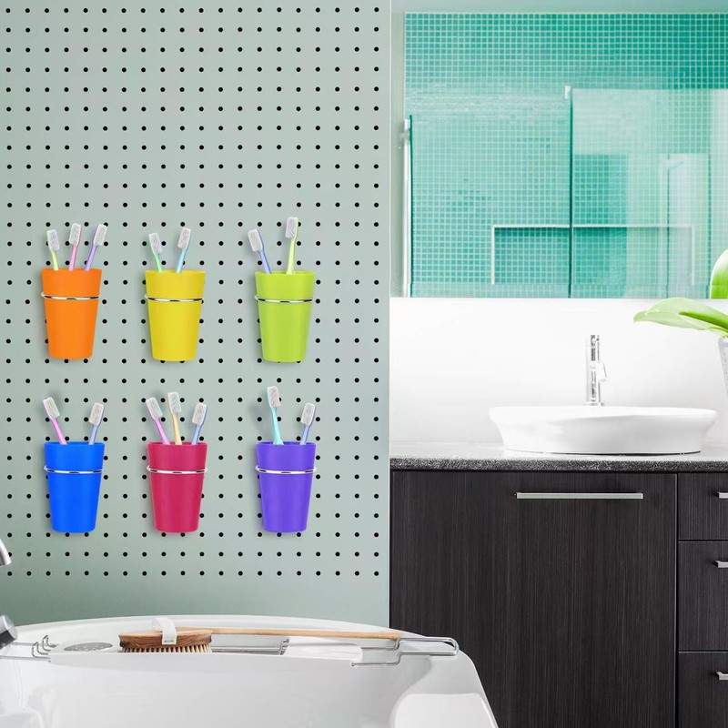 SKTMH Perforated Board Cups, Set of 6, Pegboard Hooks, Punching