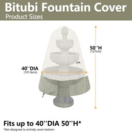 Bitubi Fountain Cover（40"x50"） 600D Oxford Cloth Garden Fountain Statue Protective Cover with Drawstring Waterproof Windproof Fountain Protector