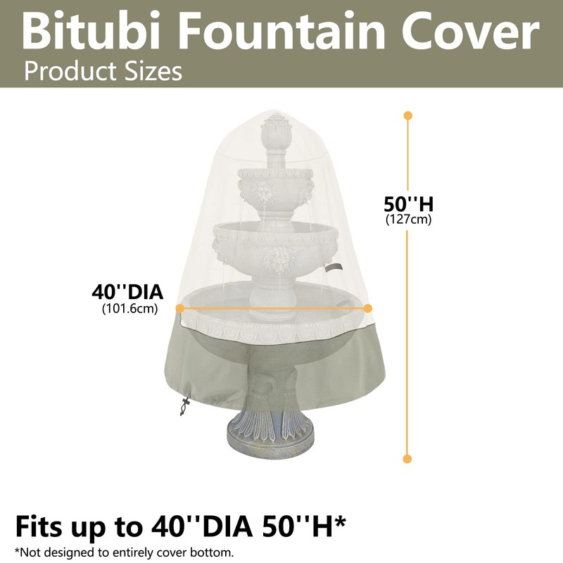 Bitubi Fountain Cover（40"x50"） 600D Oxford Cloth Garden Fountain Statue Protective