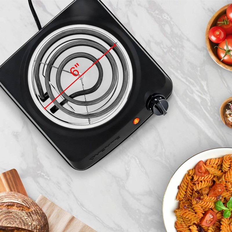 OVENTE Electric Countertop Single Burner, 1000W Cooktop with 6" Stainless