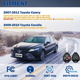 Llave remota de entrada sin llave Toyota HYQ-12BBY de 4 botones (2 piezas)