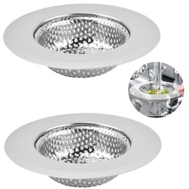 Pack of 2 Sink Strainer Stainless Steel Sink Strainer Kitchen Sink Strainer Clogging Protection Kitchen Drain Sink for Sink and Hair Catcher (11.5 x 6 x 2.5 cm)