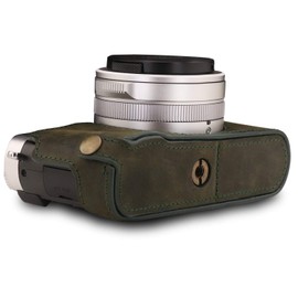 MegaGear MG1694 Ever Ready Genuine Leather Camera Half Case Compatible with Leica D-Lux 7 - Khaki Green