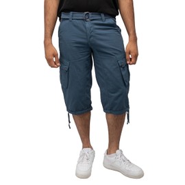 X RAY Men's Belted Long Cargo Shorts for Men, Below Knee Length Mens Cargo Shorts, 3/4 Pants (Big and Tall Shorts for Men) Majolica Blue 38