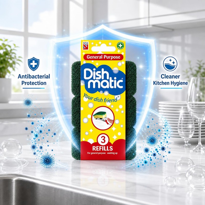 ANGIX 9 x Dishmatic General Purpose Refills Sponge Heads for