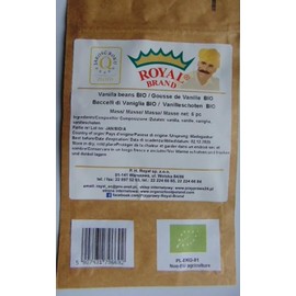 6 Organic Vanilla Beans Bourbon, Premium, Certified, Extra Quality, 16-18 cm