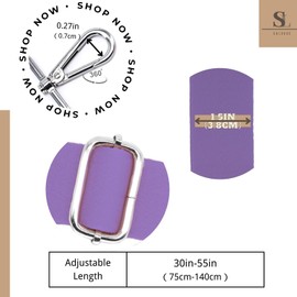 S&loyoe Thickened Solid Color Purse Straps Replacement Crossbody Bag Strap Adjustable Wide Guitar Straps for Handbags 1.5inch (Purple Silver Buckle)
