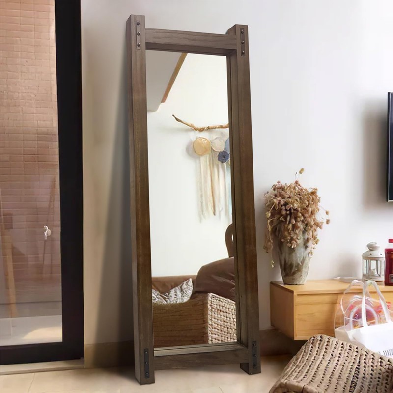 Full Length Mirror with Wood Frame ，60" x 21" Standing