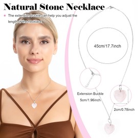 Vokmon Healing Gemstone Pendant Necklace - Necklaces for Women Rose Quartz Necklace Healing Gemstone Pendant Necklace Pendant Necklaces Quartz Stone Jewellery Gift