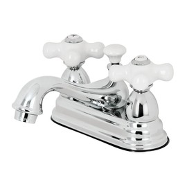 Kingston Brass KS3601PX Restoration 4-Inch Centerset Lavatory Faucet with Porcelain Cross Handle, Polished Chrome