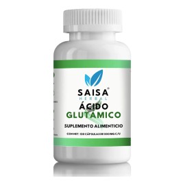 Ácido Glutámico 100% Puro | 120 Cápsulas | Saisa Herbal | Suplemento Alimentcio | Suplemento para Memoria | Mejor concentración | Función cognitiva | Enfoque mental | Mayor Aprendizaje