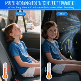 Car Window Shades for Baby 2 Pack, Stretchable & Breathable Spandex Rear Car Sun Shade for Baby Effectively Blocks UV Rays & Sun Glare & Mosquito for Kids/Adults/Pets- 125 * 80cm Fits 99% Cars